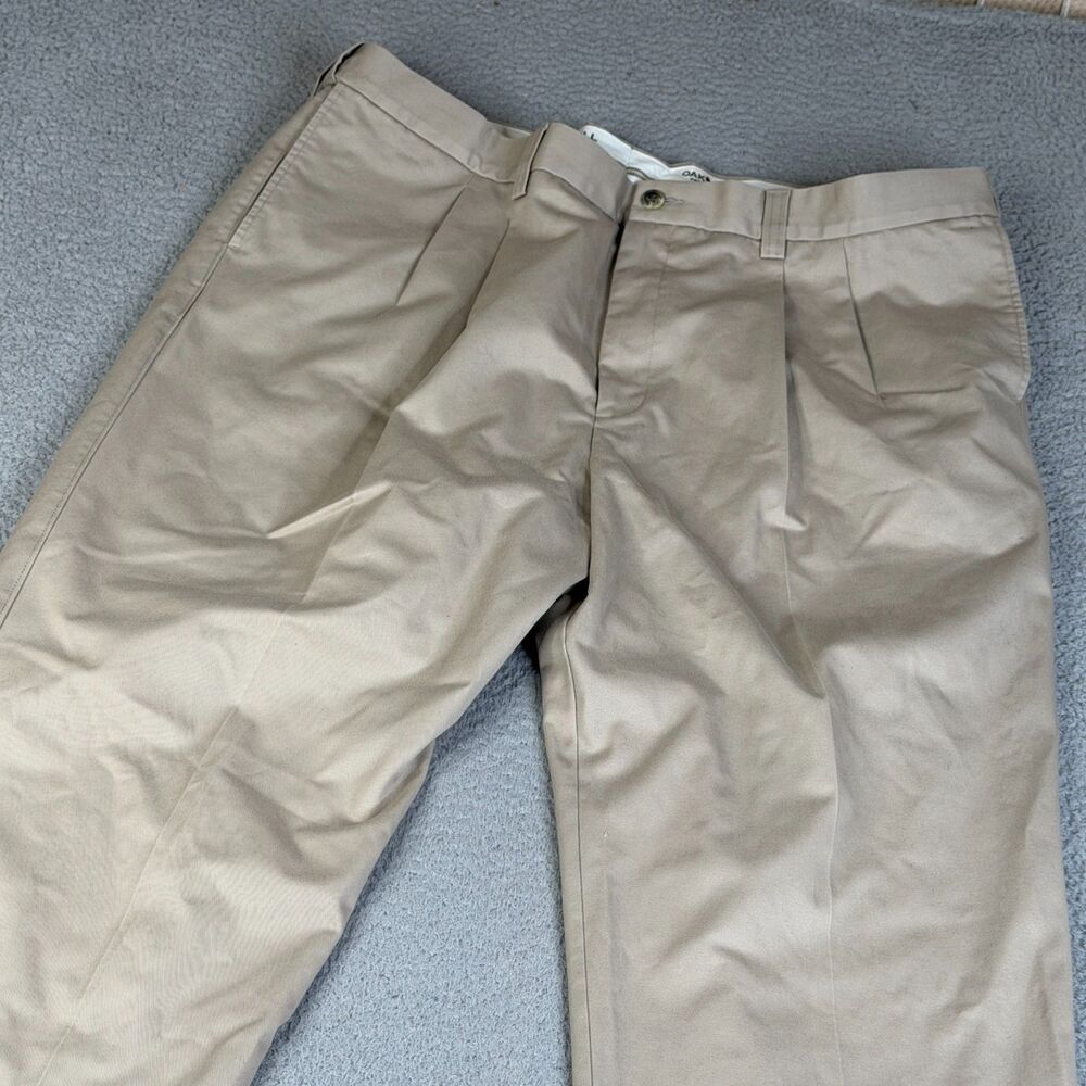 OAK HILL Premium Pant Chinos Mens 48x32 Beige Khaki Pleated Dressy Casual Preppy